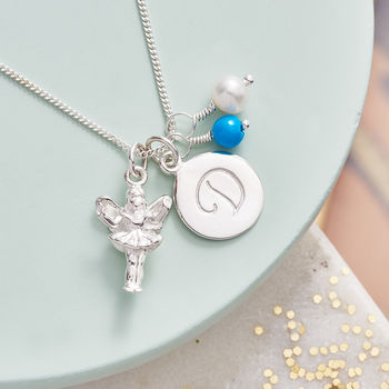 Personalised Silver Fairy Charm Birthstone Necklace, 2 of 8