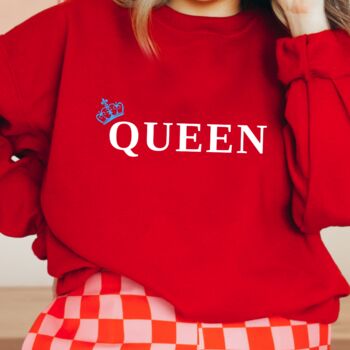 Queen Jubilee Red White And Blue Sweatshirt, 3 of 4