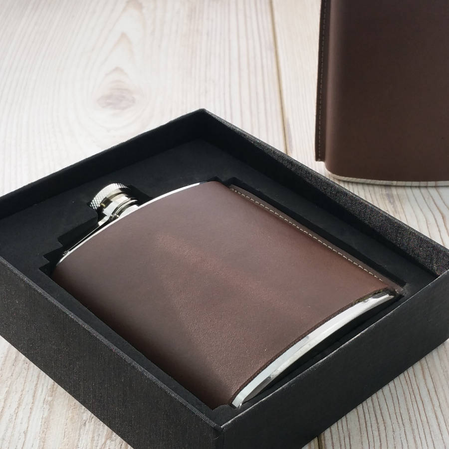 Leather Standing Seam Hip Flask, 1 of 7