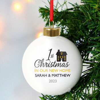 Personalised 1st Christmas In Our New Home Bauble, 3 of 3