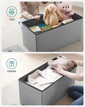 Light Grey Padded Storage Ottoman With Flip Up Lid, 4 of 7