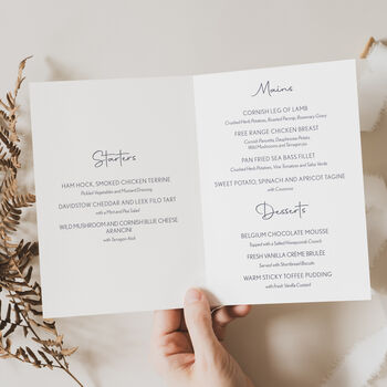 Wedding Table Menu In Pastel Green And White, 2 of 4