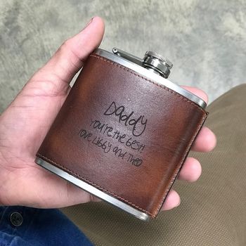 'Daddy Your The Best ' Leather Hip Flask, 2 of 7