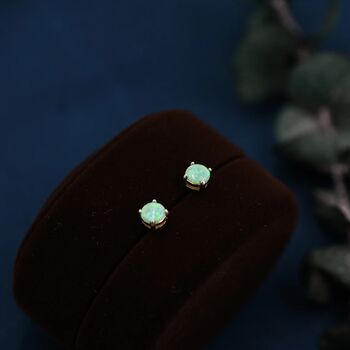 Green Opal Stud Earrings In Sterling Silver, 8 of 12