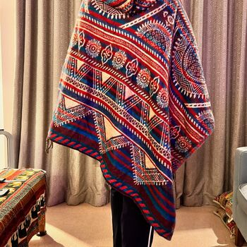 Poncho Turquoise/Red, 3 of 4