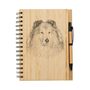 Personalised Shetland Sheepdog Dog Bamboo Notebook And Pen Set, thumbnail 1 of 2