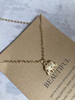Gold Elephant Pendant Necklace, 3 of 7