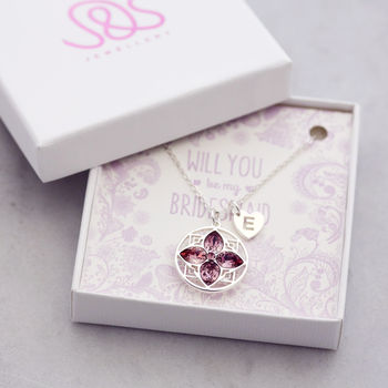 Bridesmaid 'Will You' Or 'Thank You' Gift Card Necklace, 5 of 9