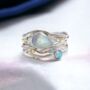 Moonstone And Blue Fire Opal Ring In Sterling Silver, thumbnail 1 of 8