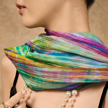 100% Mulberry Silk Scarf, Rainbow Colour In Gift Box, 10 of 12