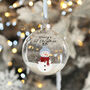 Personalised Snowman Glass Baby's 1st Christmas Glitter Bauble, thumbnail 1 of 4