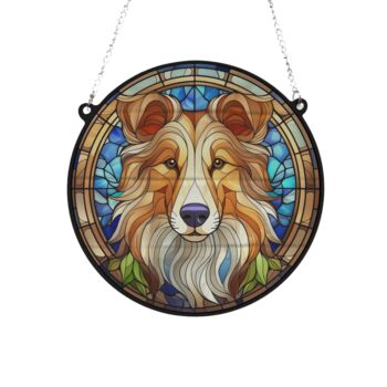 Rough Collie Stained Glass Effect Suncatcher, 3 of 5