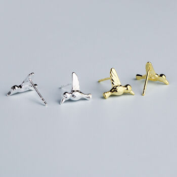 Sterling Silver Hummingbird Stud Earrings, 3 of 6