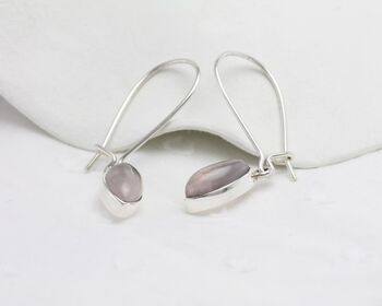 Sterling Silver Rose Quartz Earrings, 5 of 7