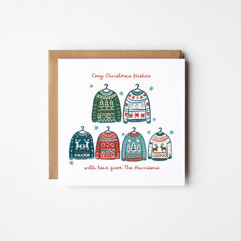 Four/Five/Six Christmas Jumpers Family Christmas Cards Single Card Or 10 Pack, 3 of 3