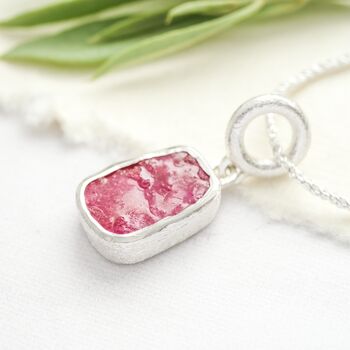 Rough Ruby Silver Pendant July Birthstone, 2 of 4