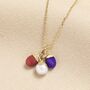Personalised Triple Family Birthstone Charm Necklace, thumbnail 2 of 5