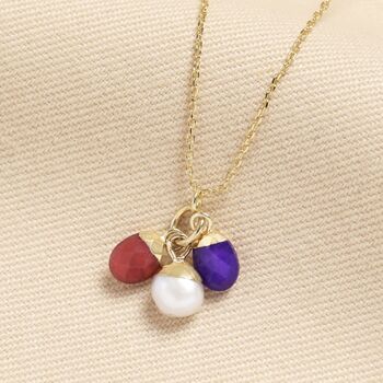 Personalised Triple Family Birthstone Charm Necklace, 2 of 5