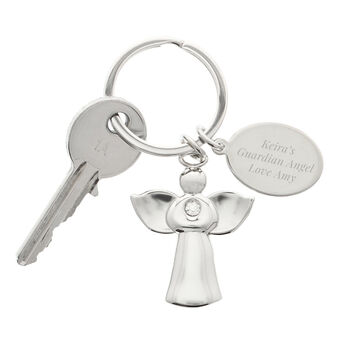 Personalised Silver Plated Guardian Angel Keyring, 7 of 7
