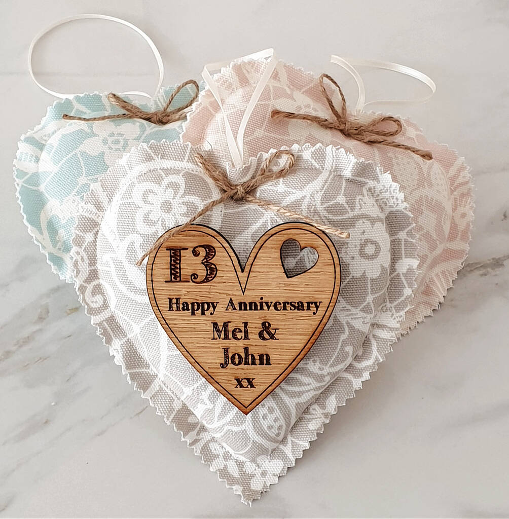 Lace Anniversary Gifts
 Lace Anniversary Heart With Oak Wood Heart Message By