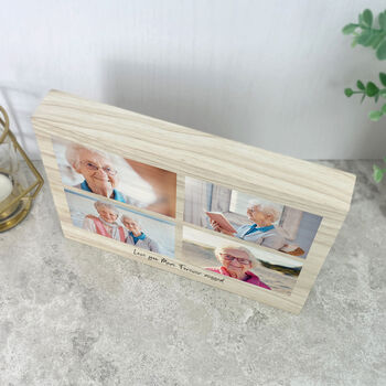 Personalised Freestanding Four Photo Giant Wooden Block 15cm X 21cm Landscape, 4 of 5