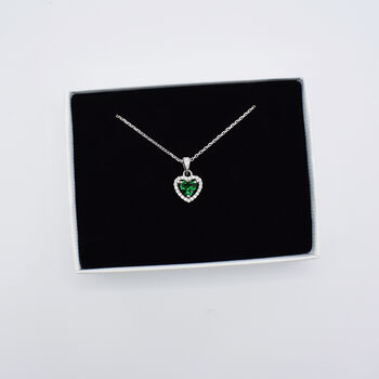 Green Heart Halo Cubic Zirconia Necklace, 5 of 7