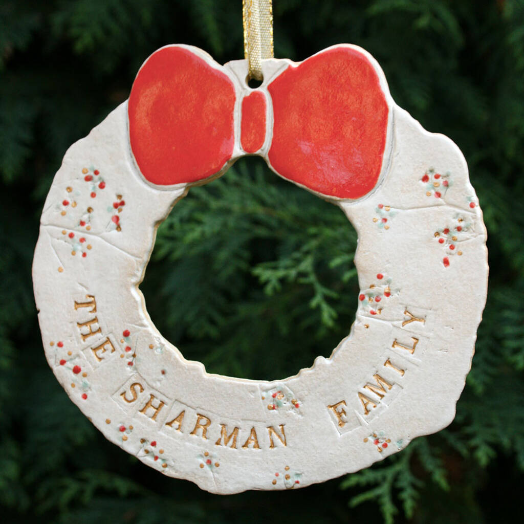 Family Ceramic Christmas Wreath Decoration By Juliet Reeves Designs