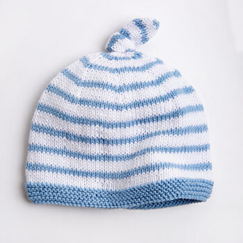 Baby Cotton Striped Hat Easy Knitting Kit, 3 of 8