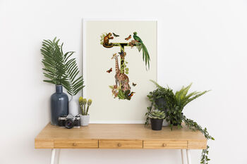Personalised Jungle Animal Initial Letter Giclee Print, 3 of 11