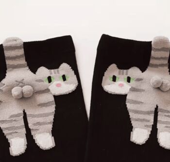 Novelty Fun Socks Size Five To Nine ~ Cats With Balls, 5 of 11