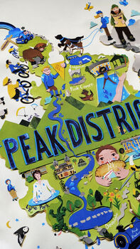 Peak District Tea Towel, Illustrated Derbyshire Map, 4 of 5