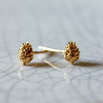 Baby Pine Cone Earrings Gold/Silver, 3 of 11