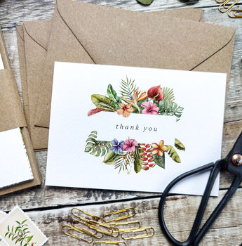 Set Of Eight Tropical Watercolour Thank You Cards, 5 of 8