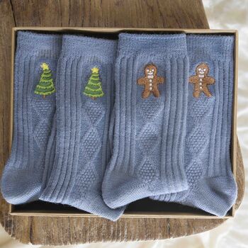 Cashmere Wool Christmas Bed Socks Gift Set, 3 of 9