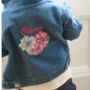 Personalised Name Baby/Kids Denim Jacket With Flowers, thumbnail 2 of 4