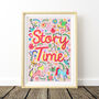 Pink Story Time Print, Reading Nook Illustration, Girls Room Wall Art, thumbnail 4 of 12
