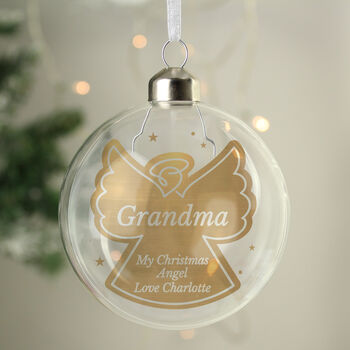 Personalised Gold Angel Glass Bauble, 2 of 3