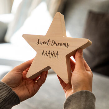 Personalised Sweet Dreams Wood Star New Baby Gift, 4 of 5