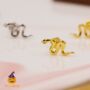 Sterling Silver Small Snake Stud Earrings, thumbnail 2 of 11