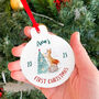 Personalised First Christmas Metal Ornament With Name, thumbnail 3 of 5