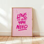 Love Is All You Need The Beatles, Song Lyrics Print, thumbnail 1 of 10