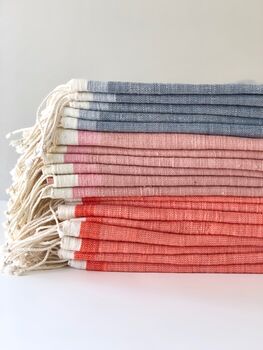 Coral / Pink / Grey Cotton Hand Towels, 2 of 8
