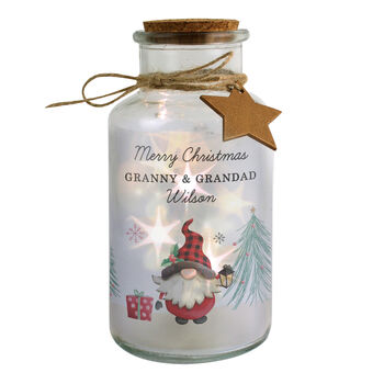 Personalised Gonk Christmas Scene LED Glass Jar – Christmas Ornament, 5 of 5