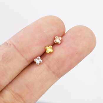 Sterling Silver Extra Tiny Dotted Cluster Stud Earrings, 2 of 11