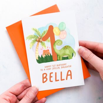 Personalised Children's Brontosaurus Birthday Card, 2 of 4