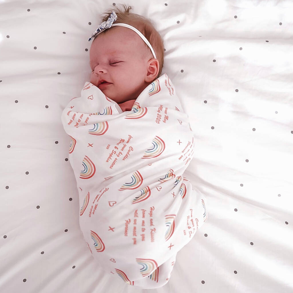 Personalised Notes Printed Swaddle Blanket By Little Doodle House ...