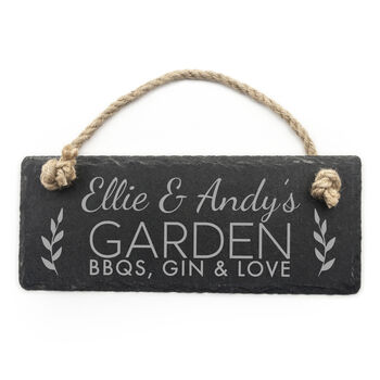 Personalised Our Garden Slate Hanging Sign, 6 of 6