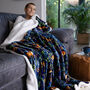 Fox And Deer Navy Electric Heated Fleece Throw 41026002, thumbnail 1 of 4