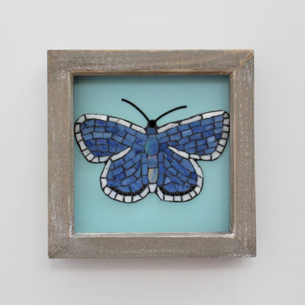 Handmade Framed Butterfly Mosaic Picture, 1 of 3