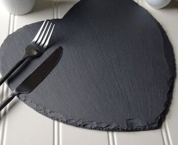 Heart Shaped Solid Slate Cheese Board / Placements, 5 of 5
